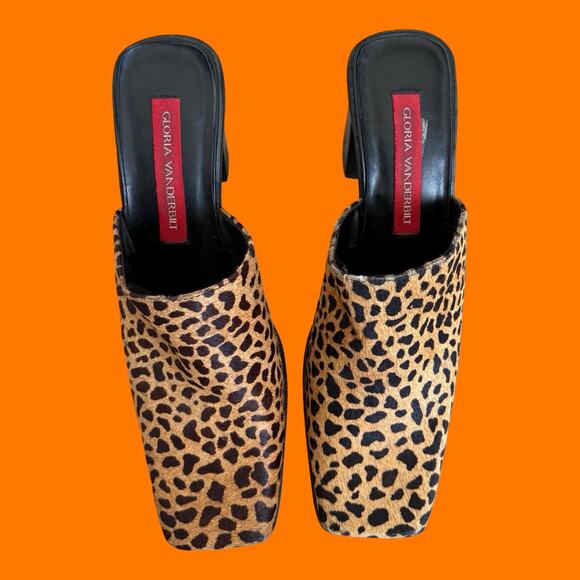 90's vintage leopard print chunky mules Size 9.5 - Picture 2 of 8